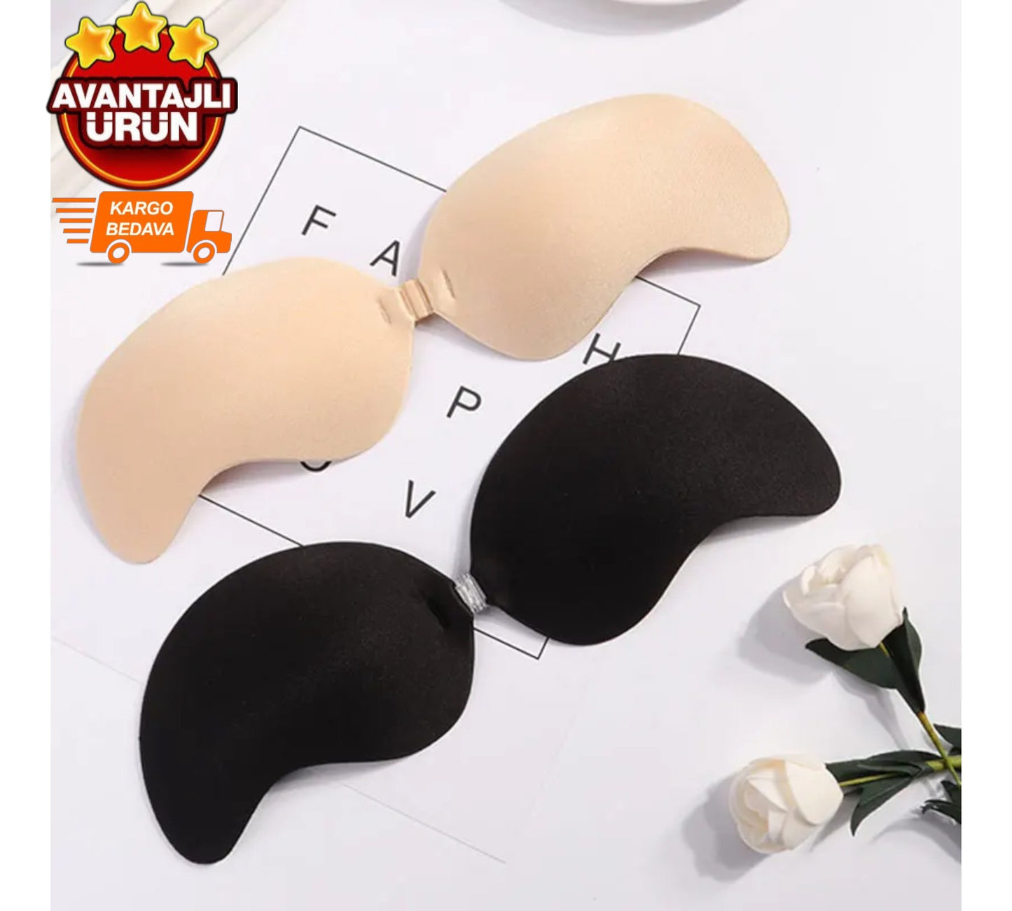 Airzzy Allure™ Önden Klipsli Push-up Özellikli Askısız Gögüs Dikleştirici Sütyen