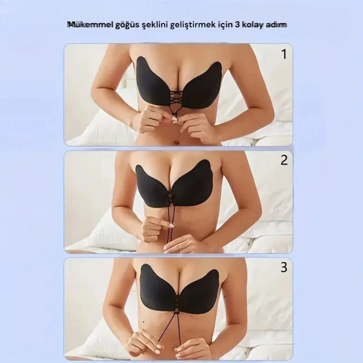 Airzzy Allure™ Önden İpli Push-up Özellikli Askısız Göğüs Dikleştirici Sütyen